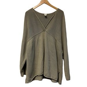 J. Jill 3X Long Sleeve Vneck Green Sweater Women's Thick Plus Size Top